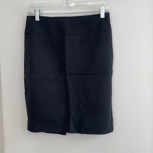 Side zip cotton black pencil skirt